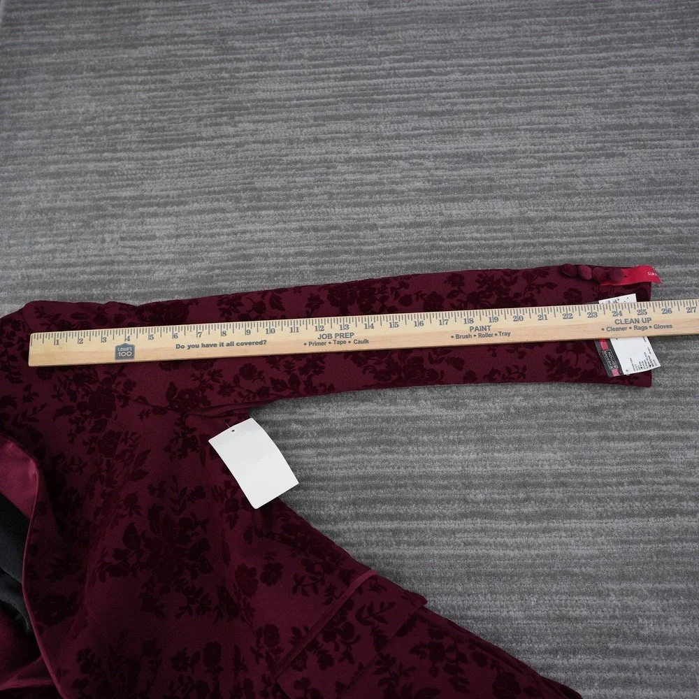 JF J. Ferrar Men Slim Fit Evening Edition Burgundy Floral Velvet Blazer  42R New